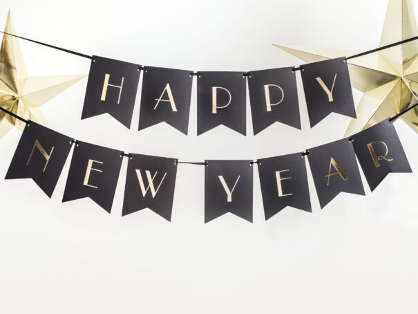 Nytår - Banner - Happy New Year - Sort & Guld - Image 4