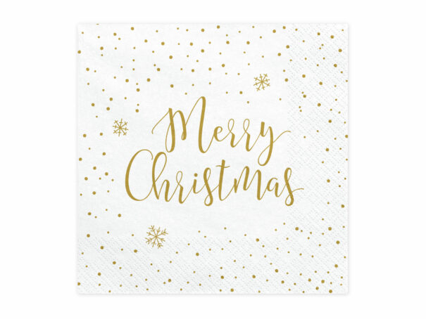 Servietter - Merry Christmas - Hvid/Guld - 20 Stk. - Image 2