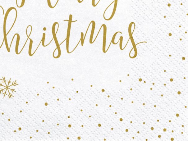 Servietter - Merry Christmas - Hvid/Guld - 20 Stk. - Image 3