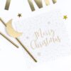 Servietter - Merry Christmas - Hvid/Guld - 20 Stk.