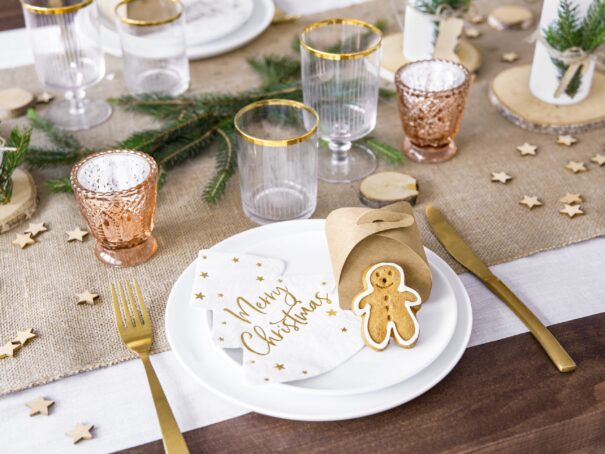 Servietter - Juletræ - Merry Christmas - Hvid/Guld - 20 Stk. - Image 3