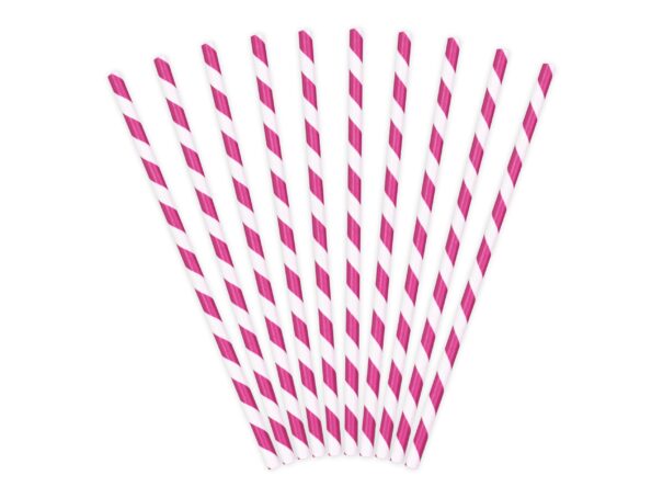 Sugerør - Striber - Mørk Pink/Hvid - 10 Stk. - Image 4