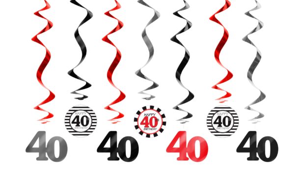 Hvirvler - 40 år - Rød/Sort - 7 Stk.