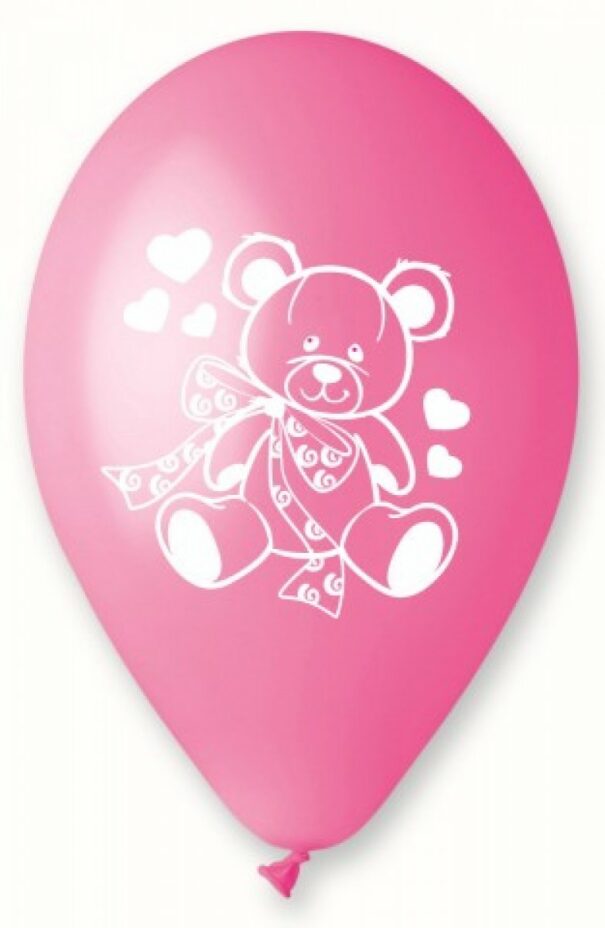 Ballon - Bamse Lyserød/Pink - 5 Stk.