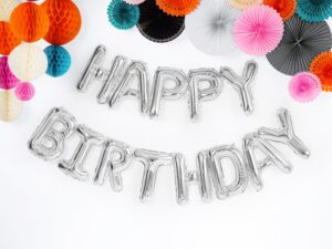 Ballon - Folie - Happy Birthday - Sølv