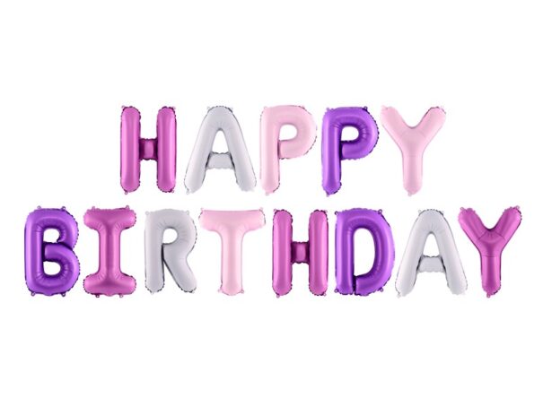 Ballon - Folie - Happy Birthday - Lilla/Pink - Image 2