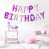Ballon - Folie - Happy Birthday - Lilla/Pink