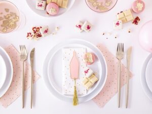 Servietter - Rosa/Pink med Guld Prikker