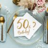 Servietter - 50 år - Hvid/Guld - 20 Stk.