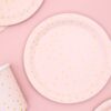 Tallerkner - Lys Pink med guld prikker - 6 Stk.