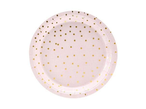 Tallerkner - Lys Pink med guld prikker - 6 Stk. - Image 2