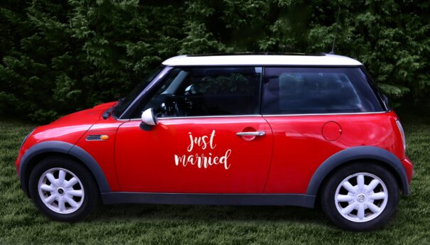 Klistermærke - Just Married - Hvid - Image 3