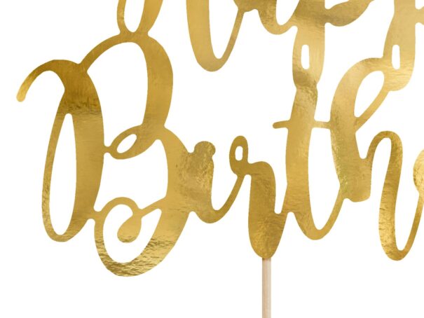 Kage Pynt - Happy Birthday - Guld - Image 3