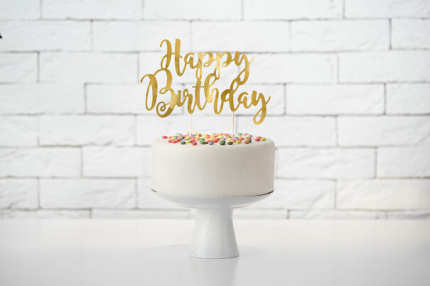 Kage Pynt - Happy Birthday - Guld - Image 4