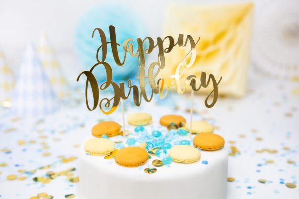 Kage Pynt - Happy Birthday - Guld - Image 5