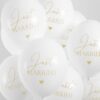 Ballon - Just Married - Hvid/Guld -  5 Stk. - Image 3