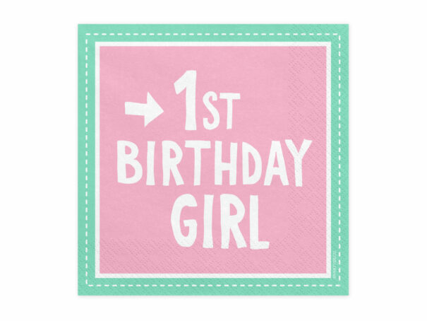 Servietter -  1st. Birthday Girl - Pink - 33 x 33