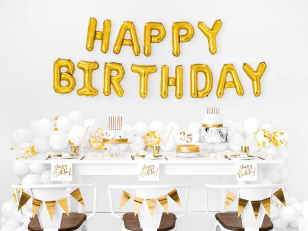 Servietter - Hvid/guld - Happy Birthday - Image 4