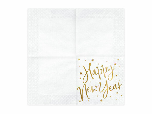 Servietter - Happy New Year - Hvid/Guld - Image 3