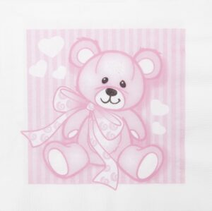 Servietter - PInk - Bamse - 33 x 33