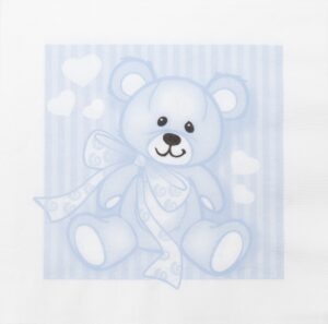Servietter - Blå - Stor bamse - 33 x 33