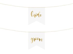 Bryllup - Stole Vedhæng - Bride/Groom - Hvid/Guld