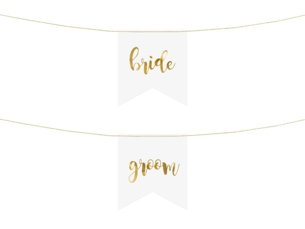 Bryllup - Stole Vedhæng - Bride/Groom - Hvid/Guld