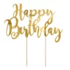 Kage Pynt - Happy Birthday - Guld - Image 2