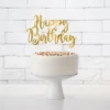 Kage Pynt - Happy Birthday - Guld