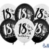 Balloner - 18 år - Sort/Hvid - 6 Stk.