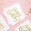 Servietter - Hvid/guld - Happy Birthday