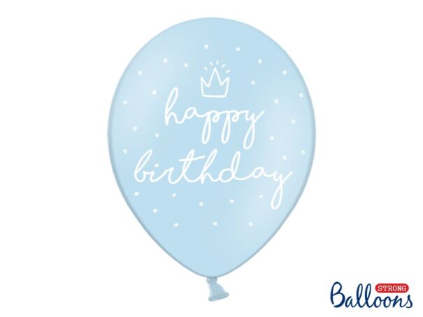Ballon - Happy Birthday Blå - 6 stk