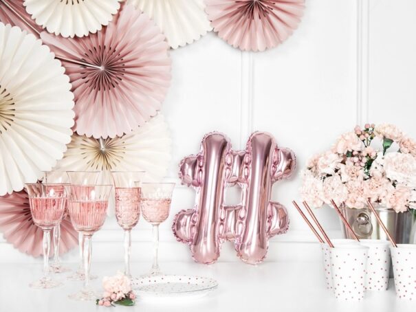 Ballon - Folie - # - Rosa/Guld - 35 cm. - Image 2