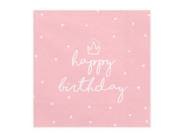 Servietter - Happy birthday - Pink