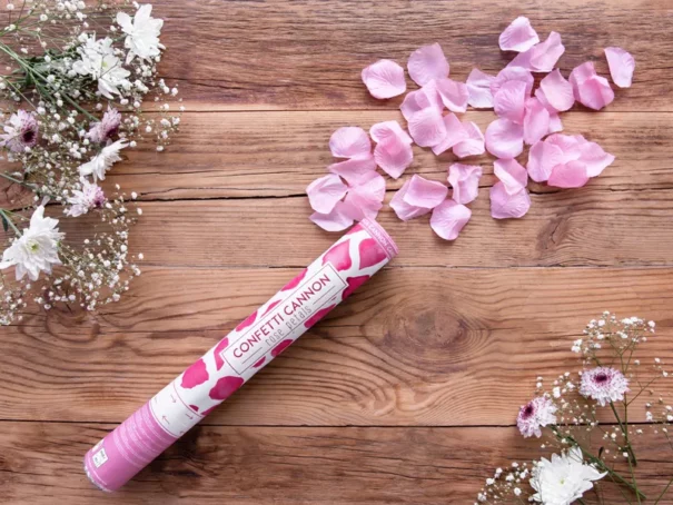 Konfettirør - Rosenblade - Lys Pink - 40 Cm.