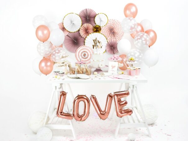 Ballon - Folie - V - Rosa/Guld - Image 2