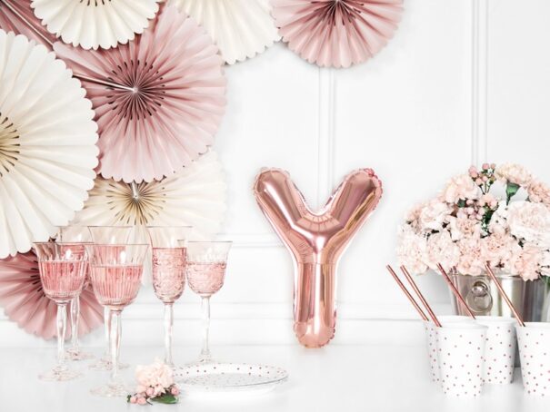 Ballon - Folie - Y - Rosa/Guld - Image 3