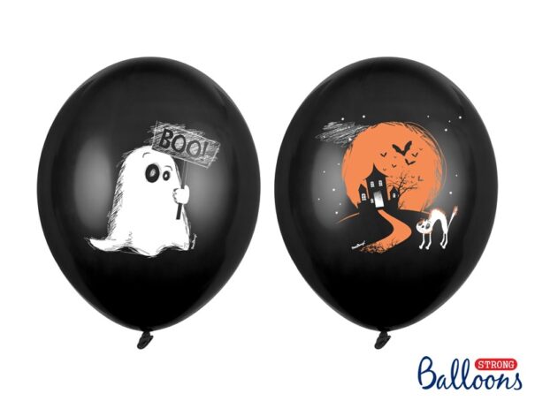Halloween - Ballon - Spøgelse - Sort/Orange/Hvid - 6 Stk.