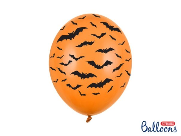 Halloween - Ballon - Flagermus - Orange/Sort - 6 Stk.