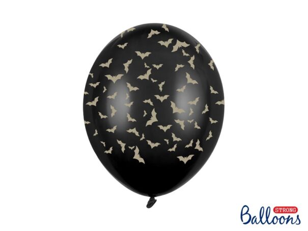 Halloween - Ballon - Flagermus - Sort/Guld - 6 Stk.