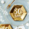 Tallerkner - 30 år - Guld/Hvid - 6 Stk.