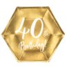 Tallerkner - 40 år - Guld/Hvid - 6 stk.