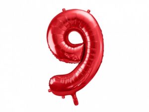 Ballon - Folie - 9 - Rød - 86 cm.