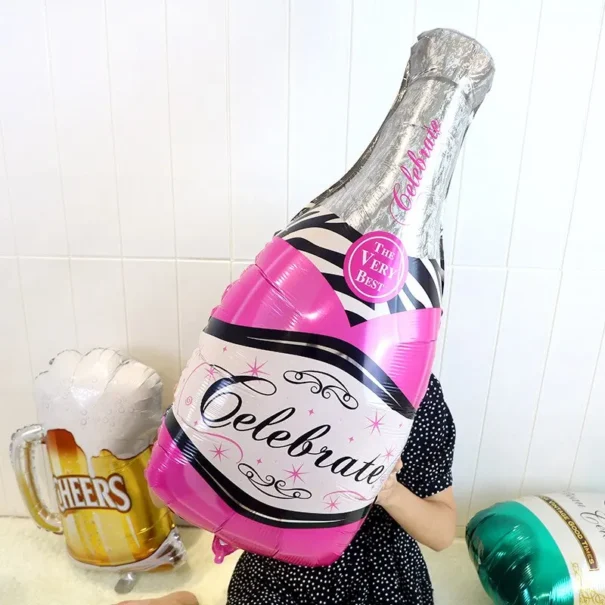 Ballon - Folie - Champagne Flaske - Happy Birthday