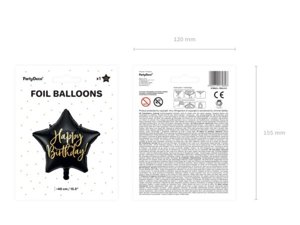 Ballon - Folie - Happy Birthday - Sort - Image 3