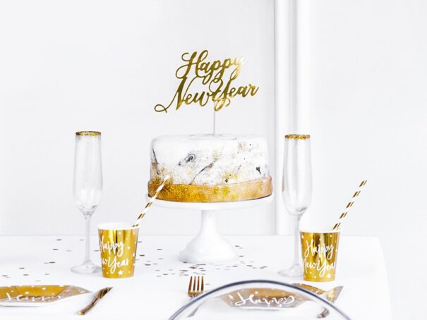 Kage Pynt - Happy New Year - Guld - Image 2