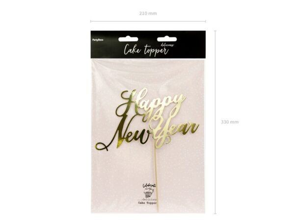 Kage Pynt - Happy New Year - Guld - Image 4