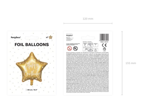 Ballon - Folie - Happy birthday - Guld - Image 3