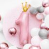 Ballon - Folie - 1 med Krone - Pink/Guld - Image 2
