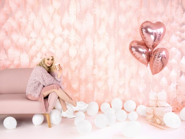 Ballon - Folie - Hjerte - Rosa/Guld - 45 cm - Image 3